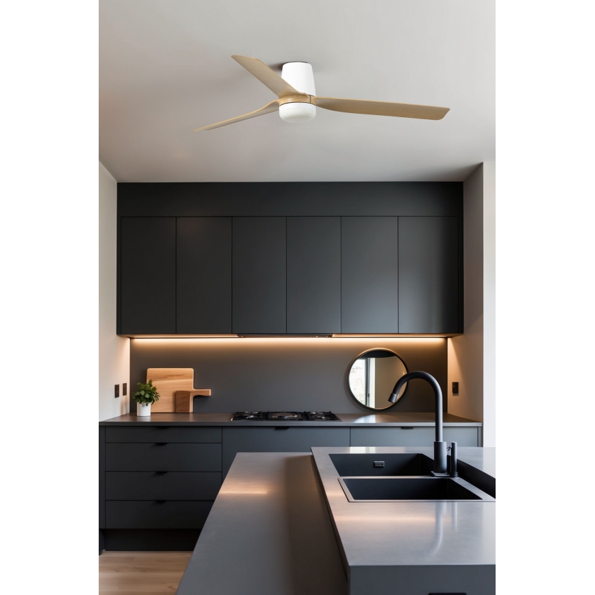 FARO 33829-1TW - Plafonski ventilator sa prigušivom LED rasvetom PUNT TUB M LED/18W/230V 3000/4200/6500K prečnik 130 cm bela/braon + daljinski upravljač
