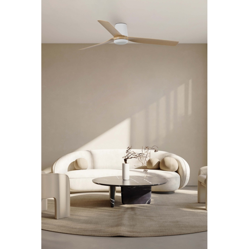 FARO 33829 - Plafonski ventilator PUNT TUB M braon/bela prečnika 130 cm + daljinski upravljač