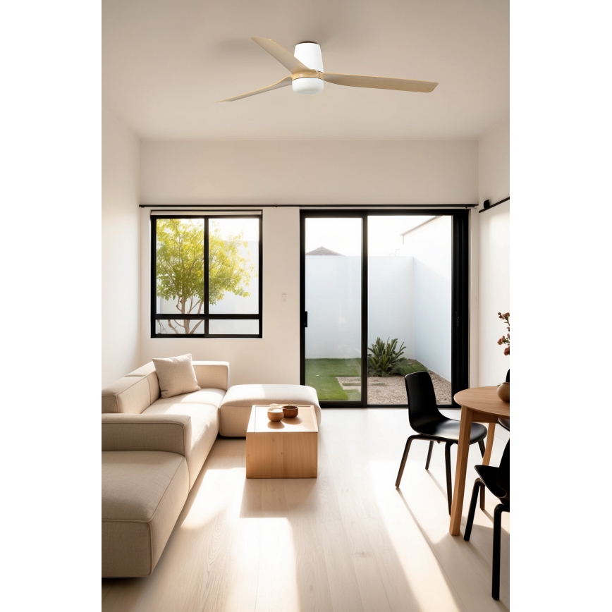FARO 33829WT-1TW - LED prigušiva stropni ventilator PUNT TUB M LED/18W/230V 3000/4200/6500K smeđa/bela prečnik 132 cm Wi-Fi Tuya + daljinski upravljač