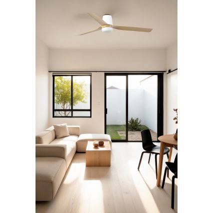 FARO 33829WT1S - LED prigušiva plafonski ventilator PUNT TUB M LED/18W/230V 2700/3000/4000K prečnik 132 cm bež/bela Wi-Fi Tuya + daljinski upravljač