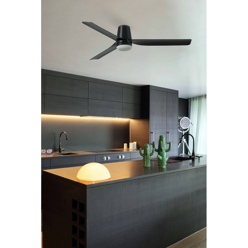 FARO 33830WT-1TW - LED prigušiva plafonski ventilator PUNT TUB M LED/18W/230V 3000/4200/6500K crna prečnik 132 cm Wi-Fi Tuya + daljinski upravljač