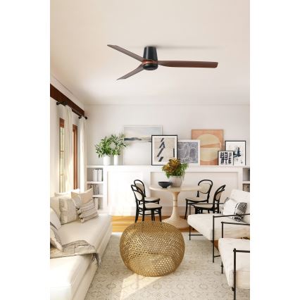 FARO 33831WT - Stropni ventilator PUNT TUB M braon/crna prečnika 132 cm Wi-Fi Tuya + daljinski upravljač