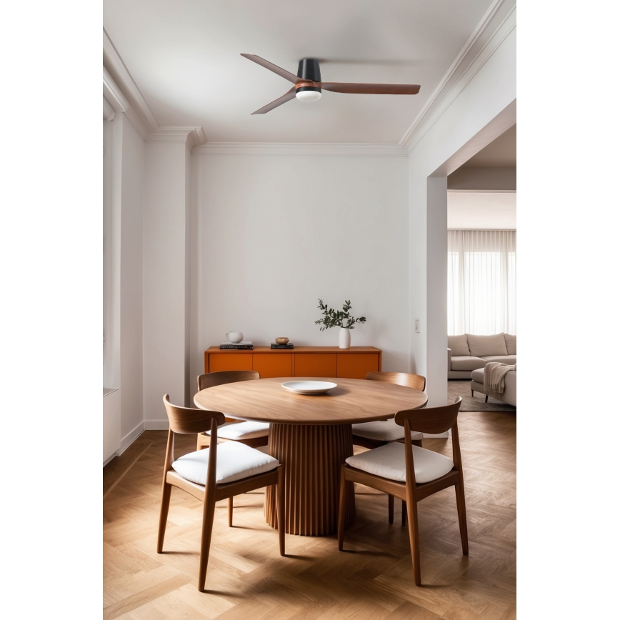 FARO 33831WT1S - LED prigušiva stropni ventilator PUNT TUB M LED/18W/230V 2700/3000/4000K prečnik 132 cm braon/crna Wi-Fi Tuya + daljinsko upravljanje
