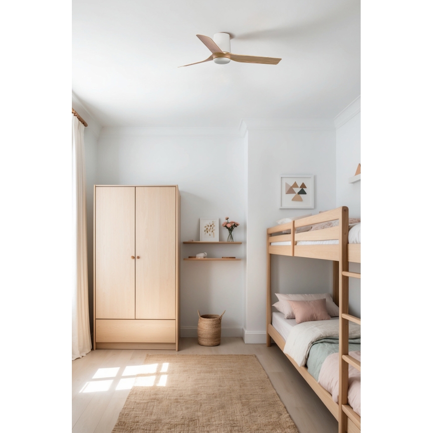 FARO 33833 - Plafonski ventilator MINI PUNT TUB S braon/bela, prečnik 90 cm + daljinski upravljač