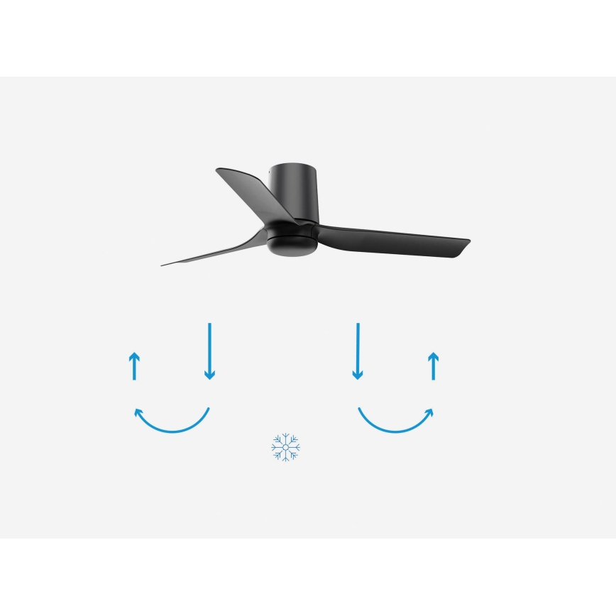 FARO 33834 - Plafonski ventilator MINI PUNT TUB S crni, prečnik 90 cm + daljinski upravljač