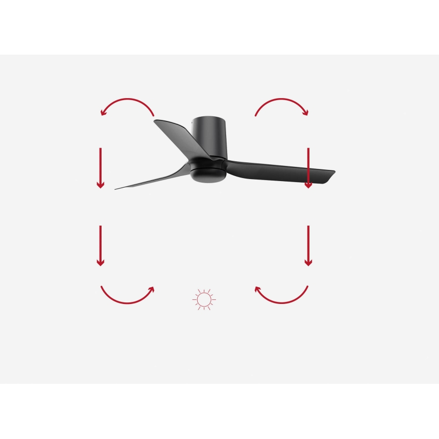 FARO 33834 - Plafonski ventilator MINI PUNT TUB S crni, prečnik 90 cm + daljinski upravljač