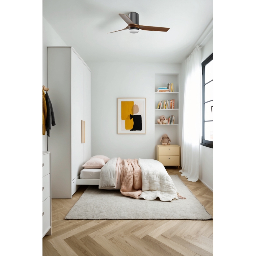 FARO 33835-1TW - LED prigušiva plafonski ventilator MINI PUNT TUB S LED/10W/230V 2700/4000/6000K prečnik 90 cm braon/crna + daljinski upravljač