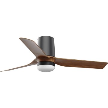 FARO 33835WT-1TW - LED prigušiva stropni ventilator MINI PUNT TUB sa LED/10W/230V 2700/4000/6000K braon/crna prečnika 90 cm Wi-Fi Tuya + daljinski upravljač