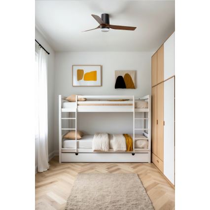 FARO 33835WT-1TW - LED prigušiva stropni ventilator MINI PUNT TUB sa LED/10W/230V 2700/4000/6000K braon/crna prečnika 90 cm Wi-Fi Tuya + daljinski upravljač