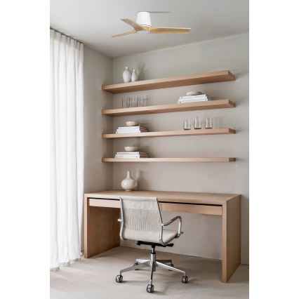 FARO 33836 - Plafonski ventilator HEYWOOD TUB S borovina/bela, prečnik 90 cm + daljinski upravljač