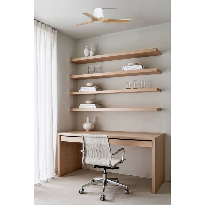 FARO 33836 - Plafonski ventilator HEYWOOD TUB S borovina/bela, prečnik 90 cm + daljinski upravljač