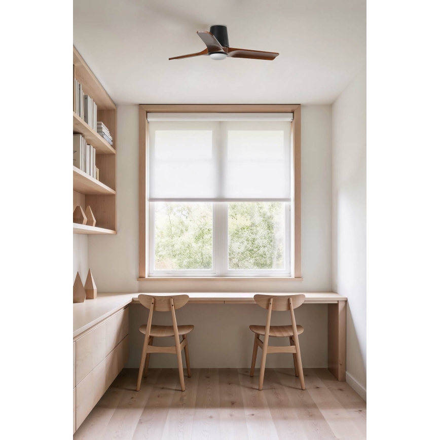 FARO 33837-1TW - LED prigušiva stropni ventilator HEYWOOD TUB S LED/10W/230V 2700/4000/6000K borovina/crna prečnik 90 cm + daljinski upravljač