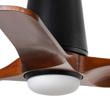 FARO 33837-1TW - LED prigušiva stropni ventilator HEYWOOD TUB S LED/10W/230V 2700/4000/6000K borovina/crna prečnik 90 cm + daljinski upravljač