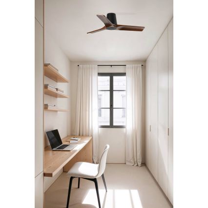 FARO 33837 - Plafonski ventilator HEYWOOD TUB S borovina/crna prečnik 90 cm + daljinski upravljač