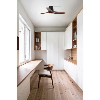 FARO 33837WT - Plafonski ventilator HEYWOOD TUB S, bor/crna, Ø 90 cm, Wi‑Fi Tuya + daljinski upravljač