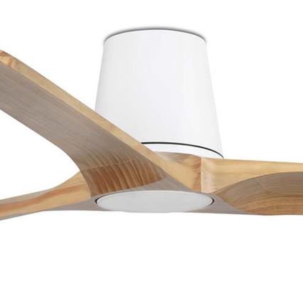 FARO 33838WT - Plafonski ventilator HEYWOOD TUB L borovina/bela prečnik 132 cm Wi-Fi Tuya + daljinski upravljač