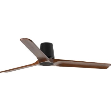 FARO 33839WT - Plafonski ventilator HEYWOOD TUB L borovina/crna, prečnik 132 cm, Wi-Fi Tuya + daljinski upravljač
