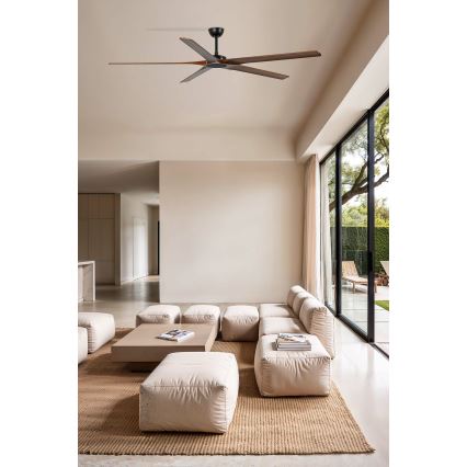 FARO 34190WT - Stropni ventilator BIGWOOD XL borovina/crna prečnik 200 cm Wi-Fi Tuya + daljinski upravljač