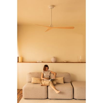 FARO 34195WT - Plafonski ventilator ROCKER M prečnik 132 cm bež/bela Wi-Fi Tuya + daljinski upravljač