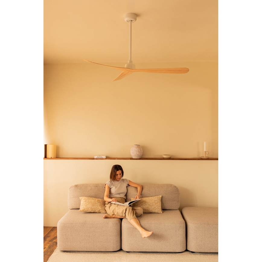 FARO 34195WT - Plafonski ventilator ROCKER M prečnik 132 cm bež/bela Wi-Fi Tuya + daljinski upravljač