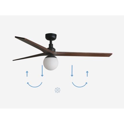FARO 34276-11L - Plafonski ventilator KLIM L 1xE27/15W/230V orah/crna, prečnik 150 cm + daljinski upravljač