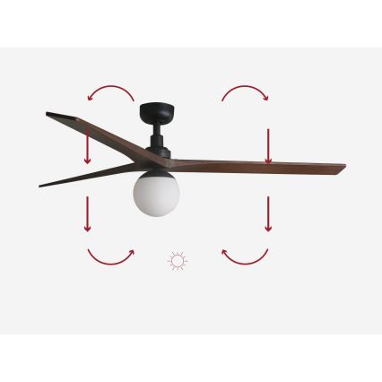 FARO 34276-11L - Plafonski ventilator KLIM L 1xE27/15W/230V orah/crna, prečnik 150 cm + daljinski upravljač