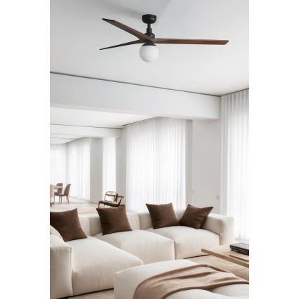 FARO 34276WT-11L - Plafonski ventilator KLIM L 1xE27/15W/230V orah/crna prečnik 150 cm Wi-Fi Tuya + daljinski upravljač