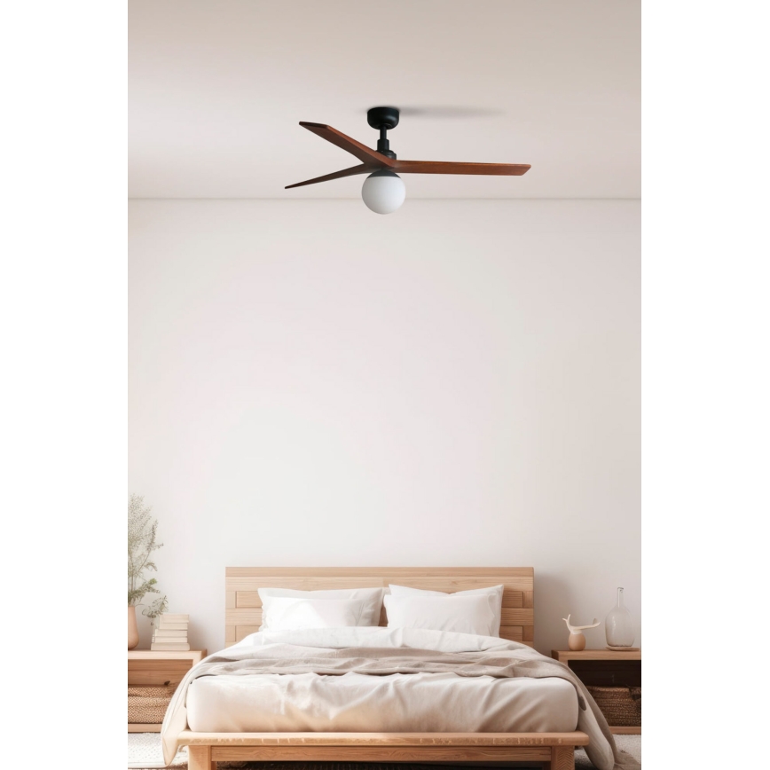 FARO 34277-11L - Plafonski ventilator KLIM M 1xE27/15W/230V orah/crna prečnik 125 cm + daljinski upravljač