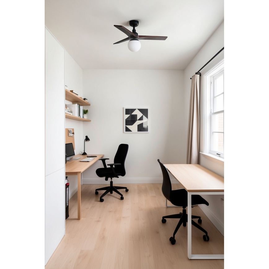 FARO 34278-11L - Plafonski ventilator KLIM S 1xE27/15W/230V orah/crna prečnik 92,5 cm + daljinski upravljač