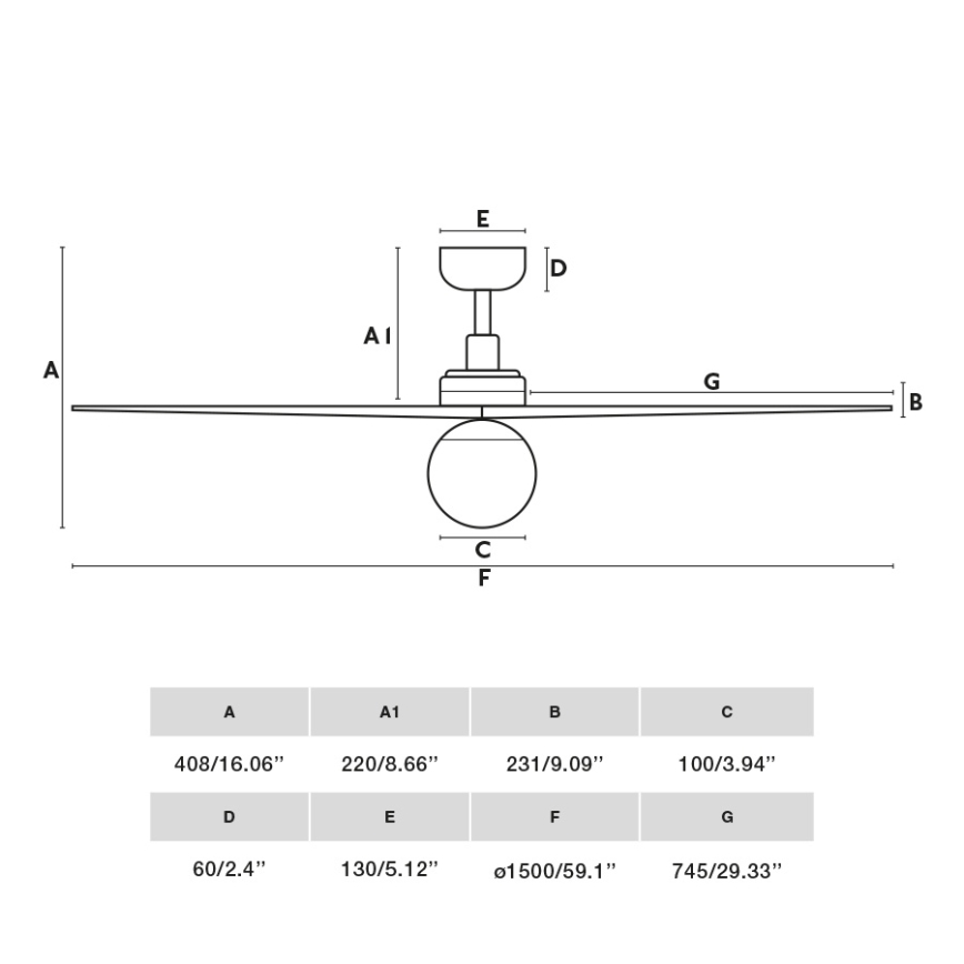 FARO 34279WT-11L - Plafonski ventilator KLIM L 1xE27/15W/230V hrast/bela prečnik 150 cm Wi-Fi Tuya + daljinski upravljač