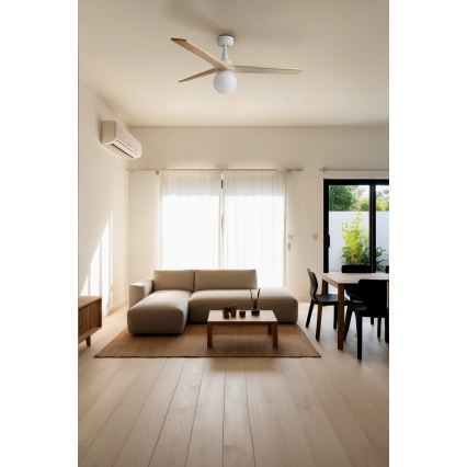 FARO 34280-11L - Plafonski ventilator KLIM M 1xE27/15W/230V bor/bela prečnik 125 cm + daljinski upravljač