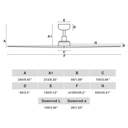 FARO 34280 - Stropni ventilator KLIM M borovina/bela, prečnik 125 cm + daljinski upravljač