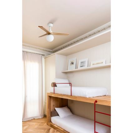 FARO 34281-11L - Plafonski ventilator KLIM S 1xE27/15W/230V borovina/bela, prečnik 92,5 cm + daljinski upravljač