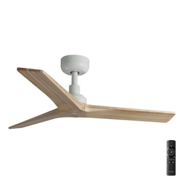FARO 34281 - Plafonski ventilator KLIM S borovina/bela, prečnik 92,5 cm + daljinski upravljač