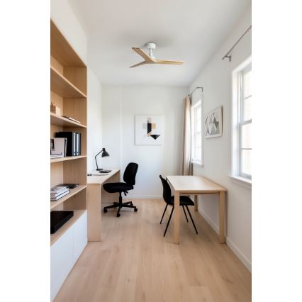 FARO 34281 - Plafonski ventilator KLIM S borovina/bela, prečnik 92,5 cm + daljinski upravljač