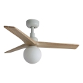 FARO 34281WT-11L - Plafonski ventilator KLIM S 1xE27/15W/230V, borovina/bela, prečnik 92,5 cm, Wi-Fi Tuya + daljinski upravljač