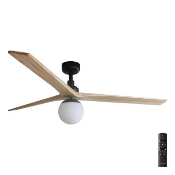 FARO 34282-11L - Plafonski ventilator KLIM L 1xE27/15W/230V borovina/crna prečnik 150 cm + daljinski upravljač