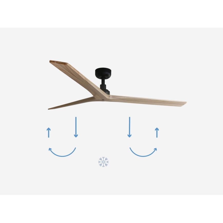 FARO 34282 - Stropni ventilator KLIM L borovina/crna, prečnik 150 cm + daljinski upravljač