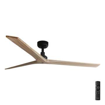 FARO 34282 - Stropni ventilator KLIM L borovina/crna, prečnik 150 cm + daljinski upravljač