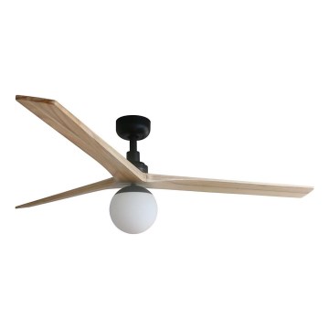 FARO 34282WT-11L - Plafonski ventilator KLIM L 1xE27/15W/230V borovina/crna prečnik 150 cm Wi-Fi Tuya + daljinski upravljač