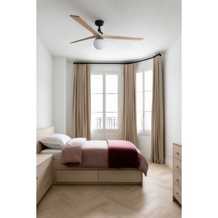 FARO 34282WT-11L - Plafonski ventilator KLIM L 1xE27/15W/230V borovina/crna prečnik 150 cm Wi-Fi Tuya + daljinski upravljač
