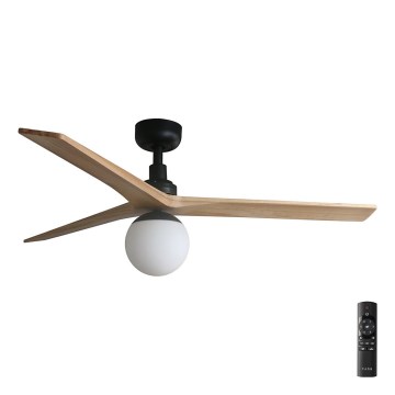 FARO 34283-11L - Plafonski ventilator KLIM M 1xE27/15W/230V borovina/crna, prečnik 125 cm + daljinski upravljač