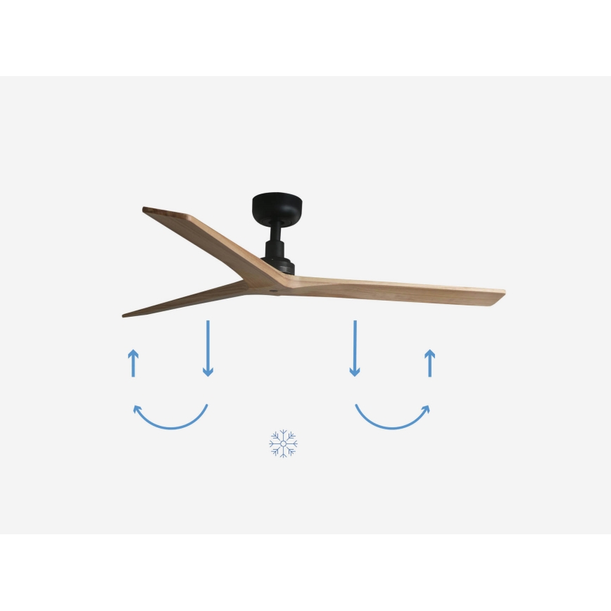 FARO 34283 - Plafonski ventilator KLIM M, borovina/crna, prečnik 125 cm sa daljinskim upravljačem
