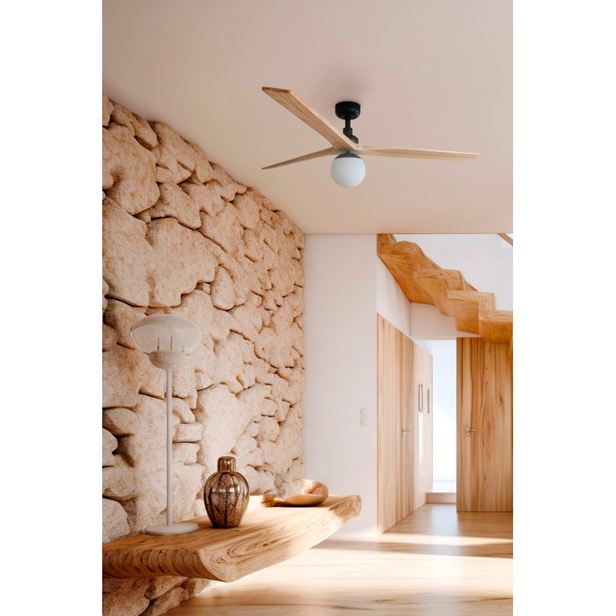 FARO 34283WT-11L - Plafonski ventilator KLIM M 1x E27/15W/230V borovina/crna, prečnik 125 cm, Wi-Fi Tuya + daljinski upravljač