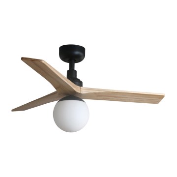 FARO 34284-11L - Plafonski ventilator KLIM S 1xE27/15W/230V, borovina/crna, prečnik 92,5 cm + daljinski upravljač