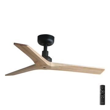 FARO 34284 - Stropni ventilator KLIM S borovina/crna, prečnik 92,5 cm + daljinski upravljač