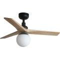 FARO 34284WT-11L - Plafonski ventilator KLIM S 1xE27/15W/230V, borovina/crna, prečnik 92,5 cm, Wi-Fi Tuya + daljinski upravljač