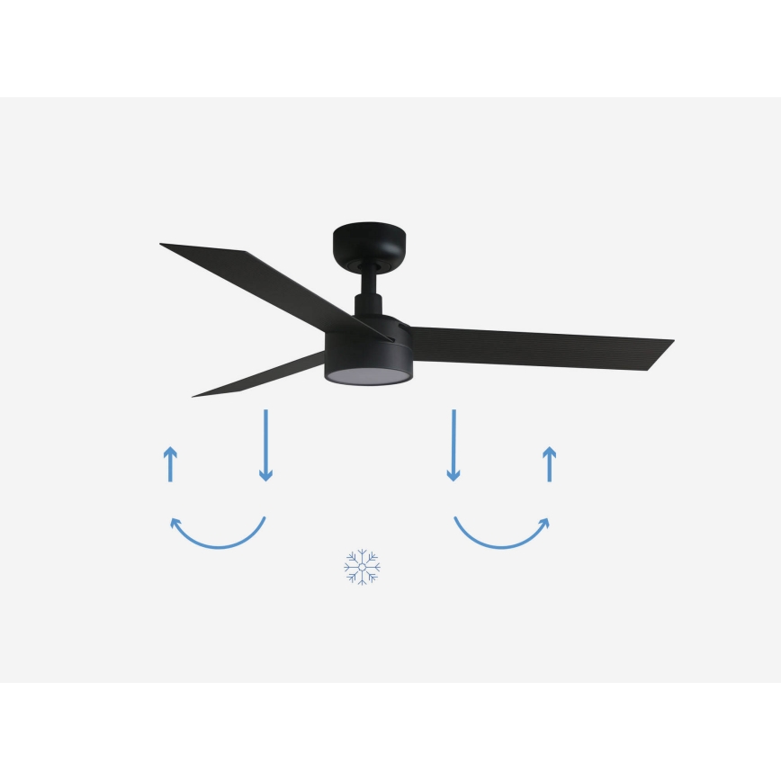 FARO 34289-1TW - LED prigušiva plafonski ventilator CRUISER sa LED/18W/230V 2700/4000/6500K prečnik 106 cm crna + daljinski upravljač