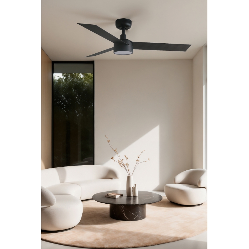 FARO 34289WT1S - LED prigušiva plafonski ventilator CRUISER S sa LED osvetljenjem/18W/230V 2700/3000/4000K, prečnika 106 cm, crna, Wi-Fi Tuya + daljinski upravljač