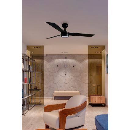 FARO 34291-1TW - LED prigušiva plafonski ventilator CRUISER LED/20W/230V 2700/3000/4000K prečnik 132 cm crna + daljinski upravljač